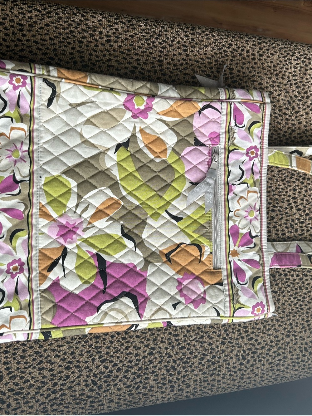 Vera Bradley Quilted Floral Tote in Pink, Green, Cream, Tan